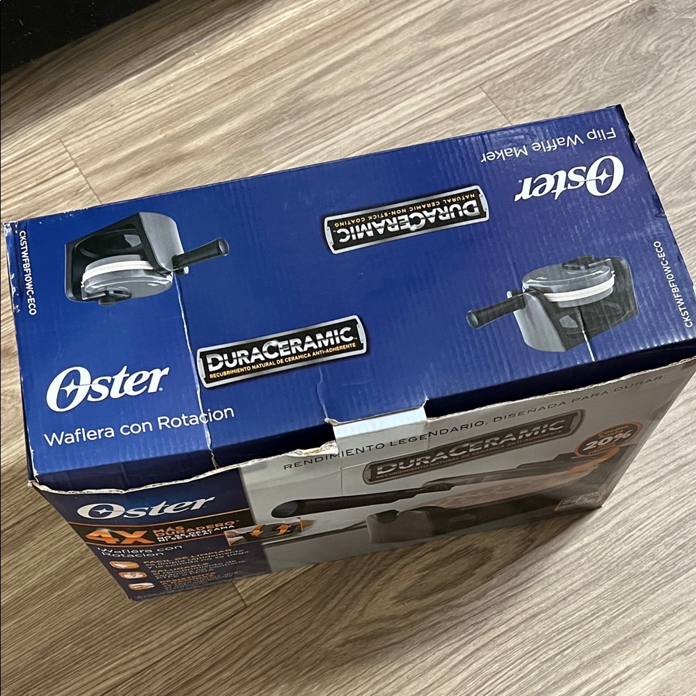 Oster DuraCeramic Flip Waffle Maker - Black & White - Picture 2 of 12